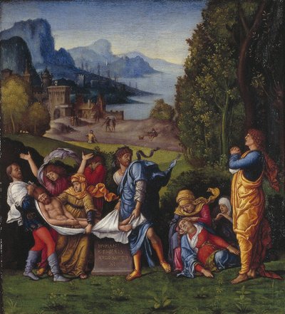 hollanniksi: Kristuksen hautaaminen The Entombment tekijältä Follower of Andrea Mantegna