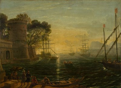 Satama auringonlaskun aikaan tekijältä Follower of Claude Lorrain