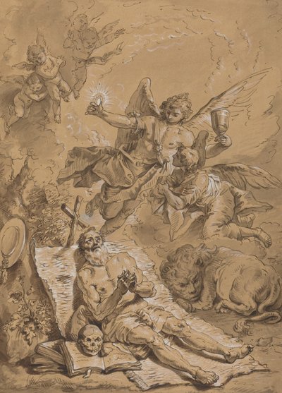 Pyhän Hieromuksen viimeinen ehtoollinen tekijältä Follower of Francesco Fontebasso