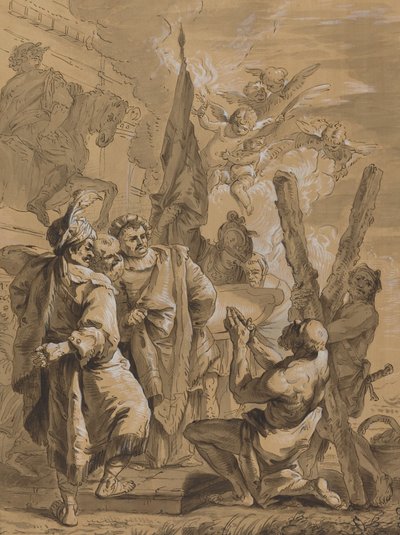 Pyhän Andreaksen marttyyrikuolema tekijältä Follower of Francesco Fontebasso