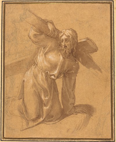 Kristus kaatuu ristin alle tekijältä Follower of Francesco Salviati