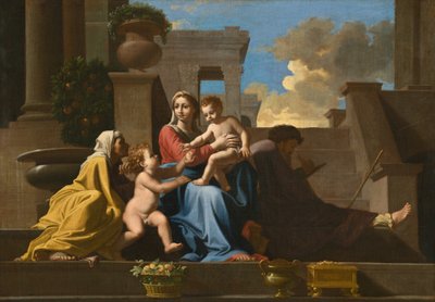 Pyhä perhe portailla tekijältä Follower of Nicolas Poussin