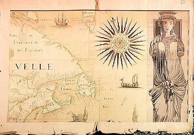 Nouvelle-Francen kartta (Kanada) 1699 (katso myös 187069) tekijältä Fonville Fonville