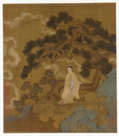 Nainen ryppyisen männyn alla tekijältä Formerly attributed to Zhou Wenju