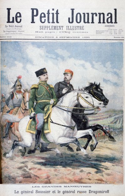 Ranskalainen kenraali Saussier ja venäläinen kenraali Dragomirov, 1895 tekijältä Fortuné Méaulle