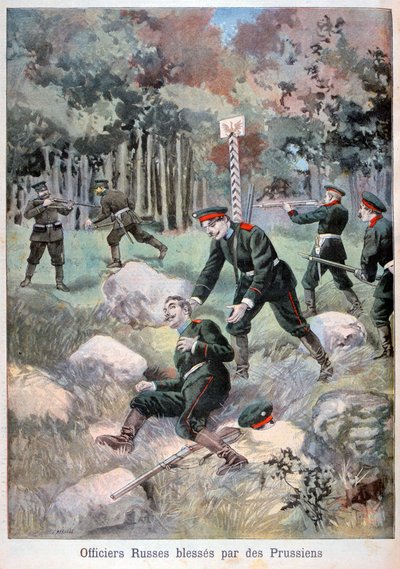 Preussilaisten haavoittama venäläinen upseeri, Venäjän raja, 1898 tekijältä Fortuné Méaulle