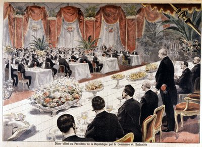 Kaupan ja teollisuuden tasavallan presidentti Felix Faurelle tarjoama illallinen, "" Le petit journal"" 24. lokakuuta tekijältä Fortune Louis Meaulle