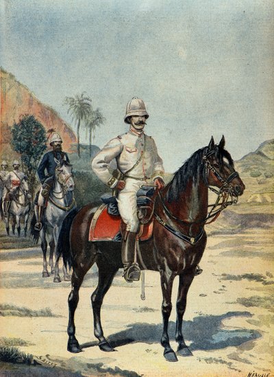Kenraali Joseph Gallieni Madagaskarissa vuonna 1899 (kaiverrus). tekijältä Fortune Louis Meaulle