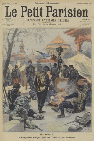 Boxer Rebellion: ranskalaisten sotilaiden leiri lähellä Kiinan keisarien hautoja tekijältä Fortune Louis Meaulle
