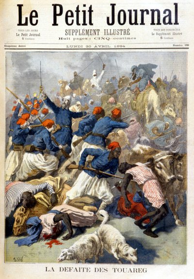 Tuaregien tappio - "" Le Petite Journal" -lehdessä 30.4.1894 tekijältä Fortune Louis Meaulle