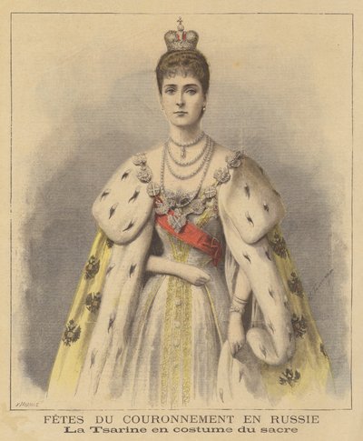 Venäjän tsaaritar Aleksandra kruunausvaatteissaan tekijältä Fortune Louis Meaulle