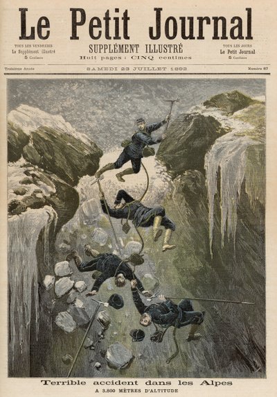 Kauhea onnettomuus Alpeilla, "Le Petit Journal", 23. heinäkuuta 1892 tekijältä Fortune Louis Meaulle and Henri Meyer