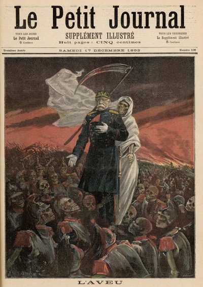 Tunnustus: Otto Von Bismarck (1815-98) kuoleman kanssa, Le Petit Journalista, 17. joulukuuta 1892 tekijältä Fortune Louis Meaulle and Henri Meyer