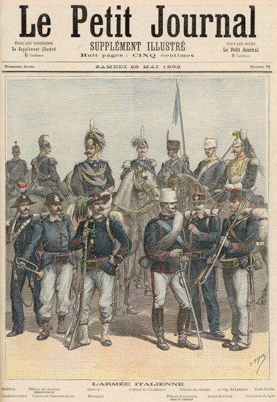 Italian armeija, "Le Petit Journal", 28. toukokuuta 1892 (väri litho) tekijältä Fortune Louis Meaulle and Henri Meyer