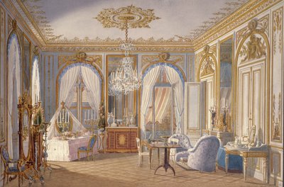 Keisarinna Eugenien pukuhuone Saint-Cloudissa, 1860 (wc paperilla) tekijältä Fortune de Fournier