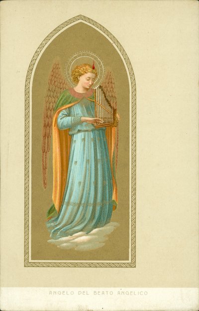 Enkeli soittaa soitinta (chromolitho) tekijältä Fra (after) Angelico