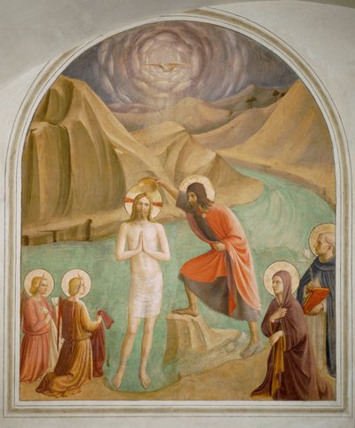 Cella 24: Kristus kastettu (fresko) tekijältä Fra (c.1387-1455) Angelico