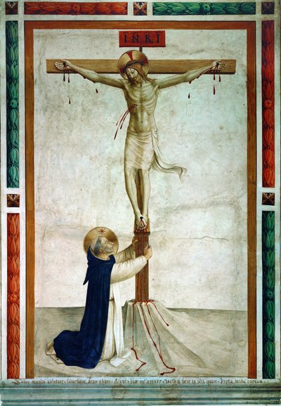 Pyhä Dominikus palvomassa ristiinnaulittua (fresko) tekijältä Fra (c.1387-1455) Angelico