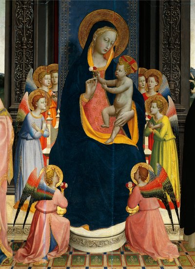 Giovanni da Fiesole, Fra Angelico (1400-noin 1455), tempera puulla, yksityiskohta Madonna ja lapsi pyhien kanssa tekijältä Fra (c.1387 1455) Angelico