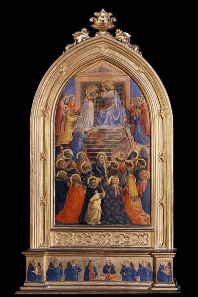 Neitsyen kruunaus. Relikvääri Santa Maria Novellalle (Maalaus puulle tekijältä Fra  Angelico
