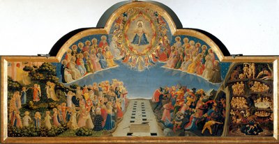 Guido di Pietron (tai Fra Giovanni da Fiesolen) Fra Angelicon tai il Beaton (1400-1455) viimeinen tuomio Detrempe puusta. Koko 105x210 cm San Marcon museo. Firenze tekijältä Fra  Angelico