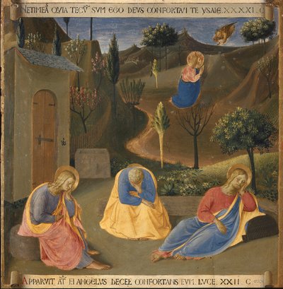 Tuska Getsemanen puutarhassa. Kristuksen elämä, Armadio degli Argenti. (Tempera puulla tekijältä Fra  Angelico