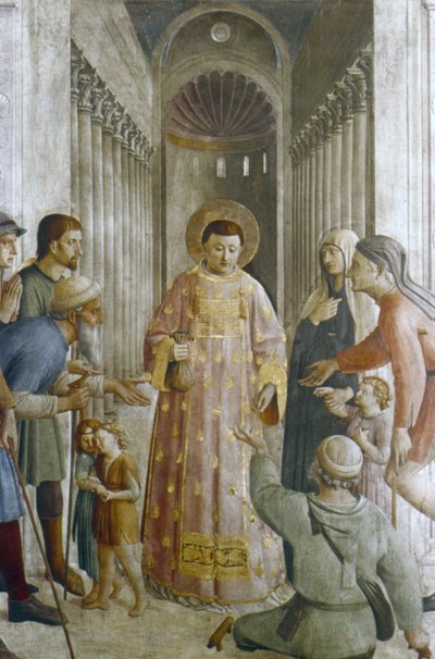 St Lawrence jakaa almuja (fresko) tekijältä Fra (c.1400 55) Angelico