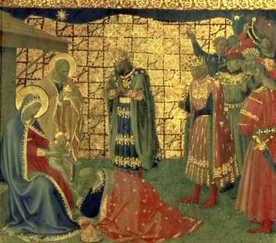 Maagien palvominen, yksityiskohta predella-taulusta, 1434, tempera paneelilla, yksityiskohta 98904:stä. tekijältä Fra Angelico