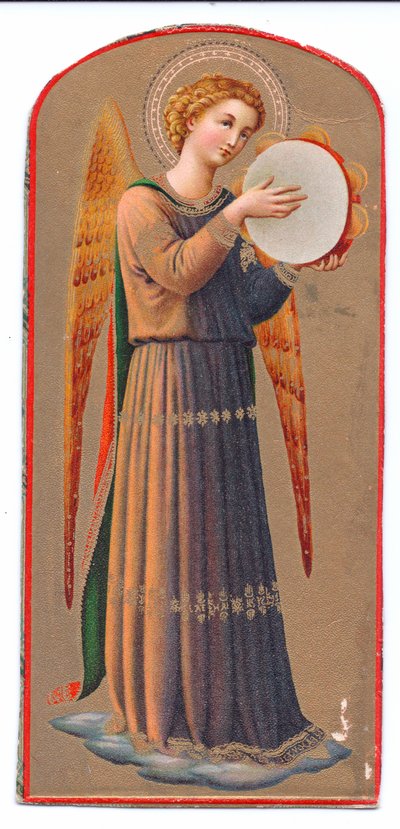 Värilitopaino fra angelico enkeli soittaa tamburiinia, n. 1910. tekijältä Fra Angelico
