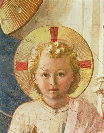 Yksityiskohta Kristuslapsesta Madonna delle Ombre Varjojen Madonna -freskosta vuodelta 1450. tekijältä Fra Angelico