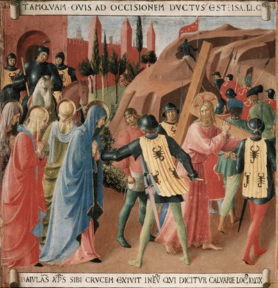 Kristuksen elämän historia: kiipeily Golgatalle, ristin kantaminen tekijältä Fra Angelico