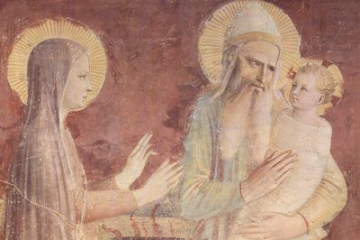 Esitys temppelissä, yksityiskohta tekijältä Fra Angelico
