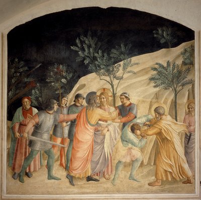 Juudaksen suudelma - fresko Guido di Pietro tekijältä Fra Angelico