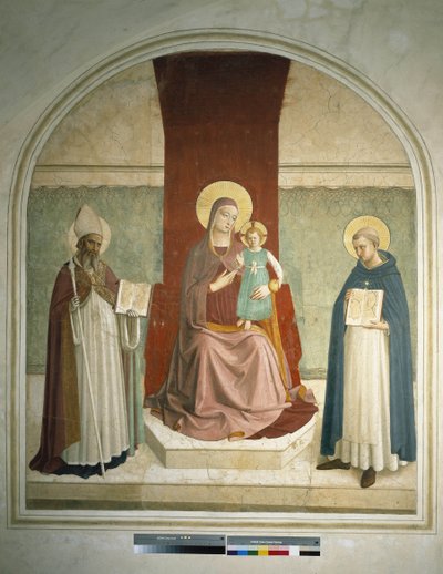 Madonna ja lapsi Pyhän Franciscuksen ja Pyhän Zenobian kanssa. Fresko Guido di Pietro tekijältä Fra Angelico