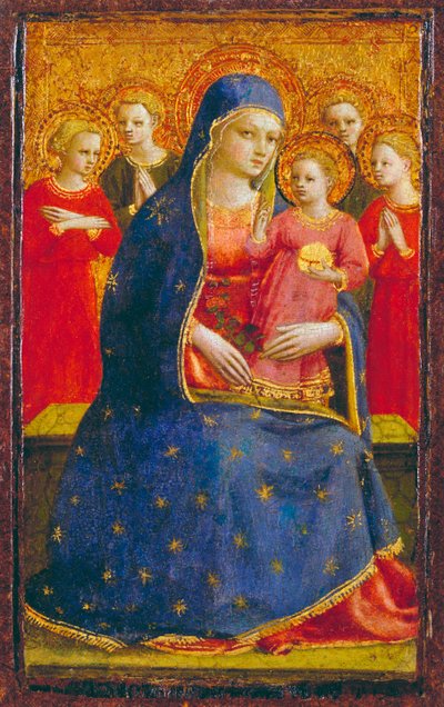Madonna ja lapsi enkelien kanssa, n. 1425 (tempera ja kulta paneelissa) tekijältä Fra Angelico