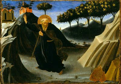 St. Anthony Abbot shunning the Mass of Gold, 1430s (tempera ja kultalehti paneelissa) tekijältä Fra Angelico