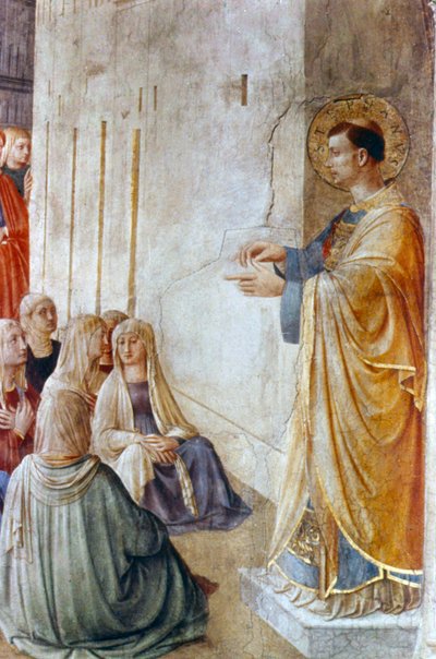 Pyhä Stefanus Saarnaamisen yksityiskohta, 1400-luvun puoliväli tekijältä Fra Angelico