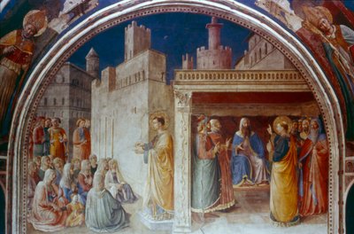Pyhän Tapanin saarnaaminen, 1400-luvun puoliväli tekijältä Fra Angelico