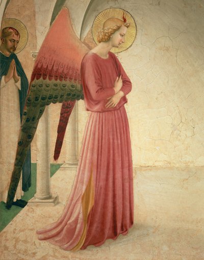 Marian ilmestys, enkeli Gabrielin ja marttyyri Pietarin kuva, fresko vuodelta 1442, ks. 72388. tekijältä Fra Angelico