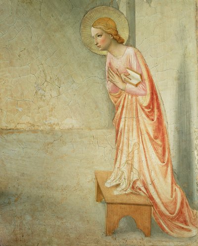 Neitsyt Marian ilmestys, Neitsyt, fresko vuodelta 1442 ks. 72388. tekijältä Fra Angelico