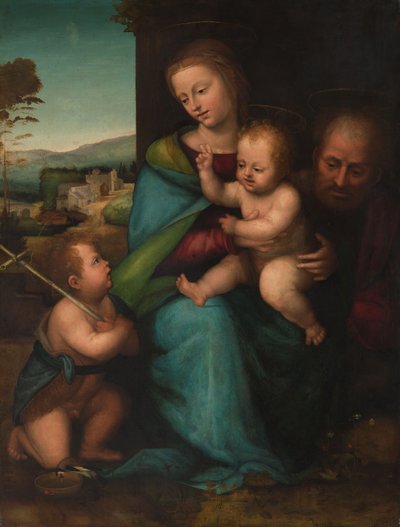 Pyhä perhe ja Johannes Kastaja, noin 1505-1515 (öljy paneelille). tekijältä Fra Bartolommeo