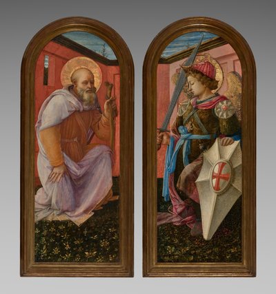 Paneelipari triptyykistä: Arkkienkeli Mikael ja St. Anthony Abbot tekijältä Fra Filippo Lippi