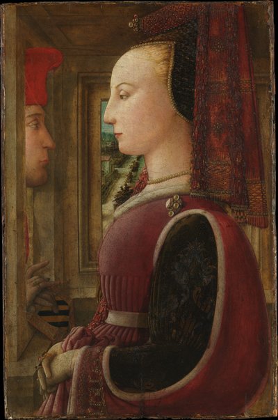 Naisen muotokuva ja mies ikkunan ääressä tekijältä Fra Filippo Lippi