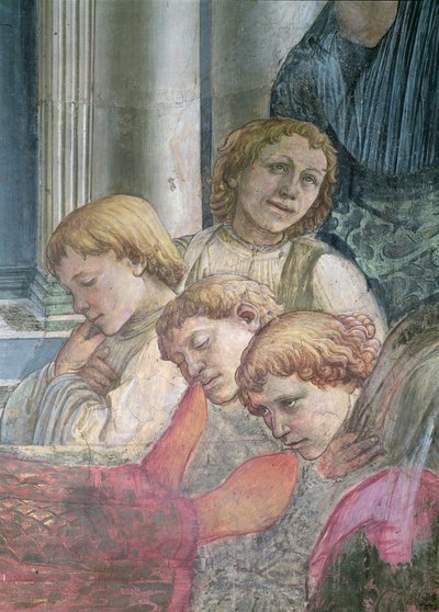 Pyhän Tapanin reliikkien juhlat yksityiskohta kuorolaisista, 1452-66 fresko ks. myös 63780 & 63782. tekijältä Fra Filippo Lippi