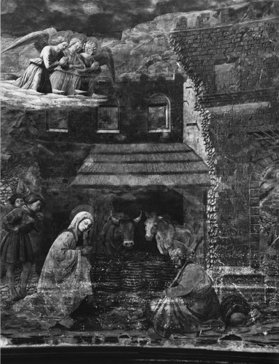 Syntymä, yksi kohtauksista freskojaksosta Neitsyen elämä katedraalin apsisissa tekijältä Fra Filippo Lippi