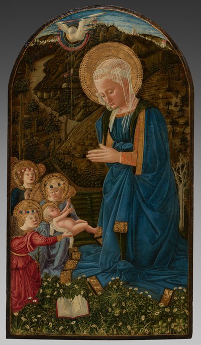Neitsyt Maria ja lapsi enkelien kanssa tekijältä Fra Filippo Lippi