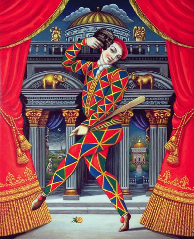 Harlequin at the Gates of Horn and Ivory, 2007 (öljy ja tempera paneelissa) tekijältä Frances Broomfield