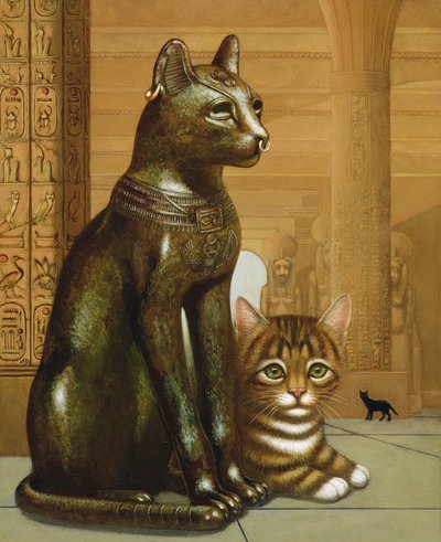 Mike the British Museum Kitten, 1995 (öljy ja tempera paneelissa) tekijältä Frances Broomfield