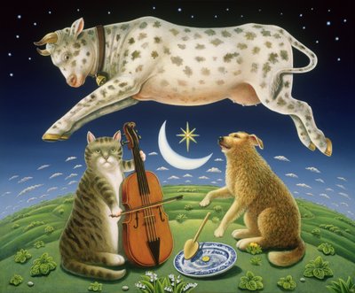 Kissa ja viulu, 2004 (öljy ja tempera paneelissa) tekijältä Frances Broomfield