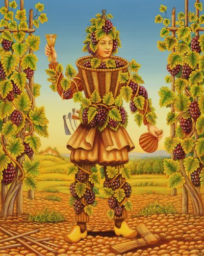 The Vignerons Habit, 1998 (öljy ja tempera paneelissa) tekijältä Frances Broomfield